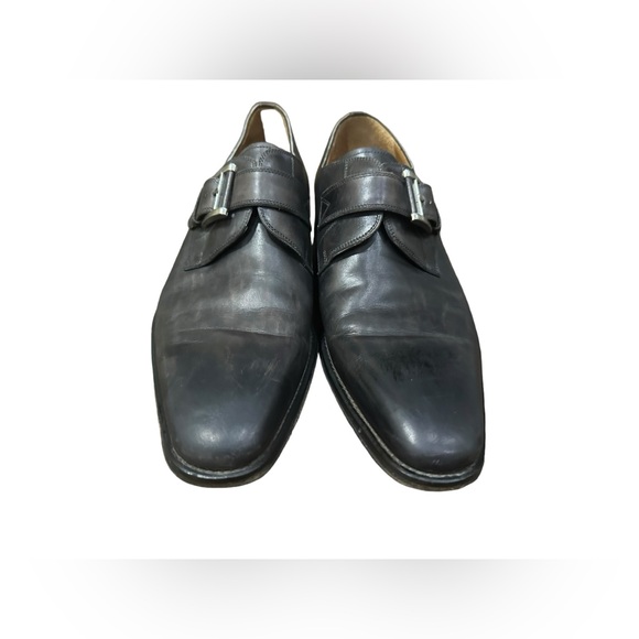 Magnanni‎Marco Eggplant Black Leather Single Monkstrap Dress Shoe US 8.5 M B4